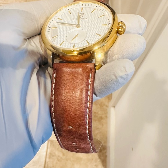 S. Coifman Gold and Brown Leather Watch - Picture 3 of 7